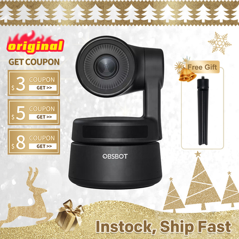 OBSBOT Tiny AI Powered PTZ Webcam 1080p Full HD Video Conferencing, Recording online class, meeting, live and Streaming Black ► Photo 1/6