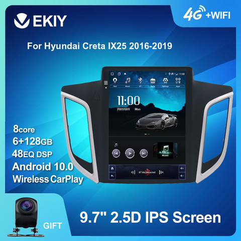 EKIY 4G LTE DSP Android 10 GPS For Hyundai Creta IX25 2016-2022 Car Radio Multimedia Tesla Vertical Screen Navi Stereos 2 DIN HU ► Photo 1/6