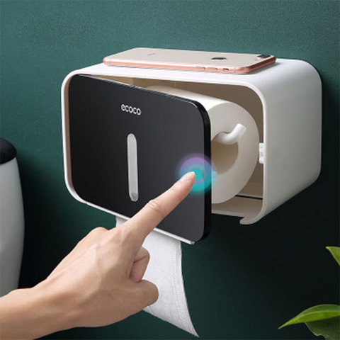 Toilet Paper Holder Towel Wall Mounted Storage Box Bathroom Accessories Tray Roll  Tube Punch-Free Double-Layer ► Photo 1/6