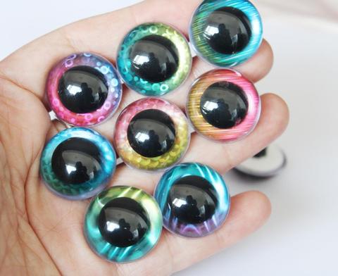 20pcs--L12---13mm--50mm clear round toy animal safety eyes  + glitter fabric + hard  washer for  diy plush doll --style option ► Photo 1/6