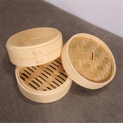 10/15/20cm  Chinese Dumplings Bamboo Steamer Cooker with Lid Dimsum Steamer Fish Rice Vegetable Basket Kitchen Cooking Tools ► Photo 1/5