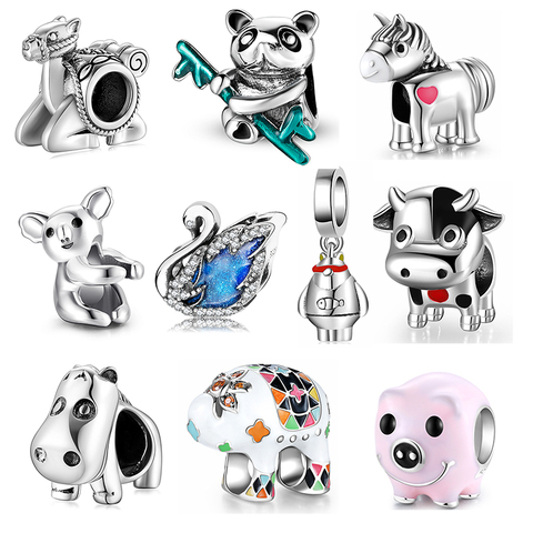 925 Sterling Silver lovely Cute cow Charm Beads Accessories fits Original JIUHAO DIY Bracelets Jewelry Making Gifts ► Photo 1/6