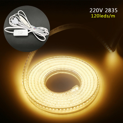 220V LED Strip SMD 2835 High Safety High Brightness 120LEDs/m Flexible LED Light Outdoor Waterproof LED Strip Light 1M 5M 10M ► Photo 1/6