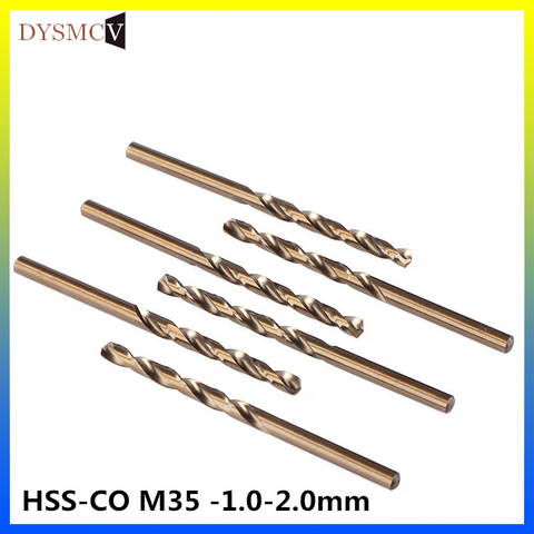 10PC 1.0, 1.1, 1.2, 1.3, 1.4, 1.5, 1.5, 1.6, 1.7, 1.8, 1.9 2mm HSS-CO M35 steel straight handle Twist Drill Bits for stainless s ► Photo 1/5