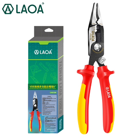LAOA insulated Electrician Pliers VDE Crimping Tools Nippers Cable Wire Stripper Long Nose VDE  Pliers ► Photo 1/6