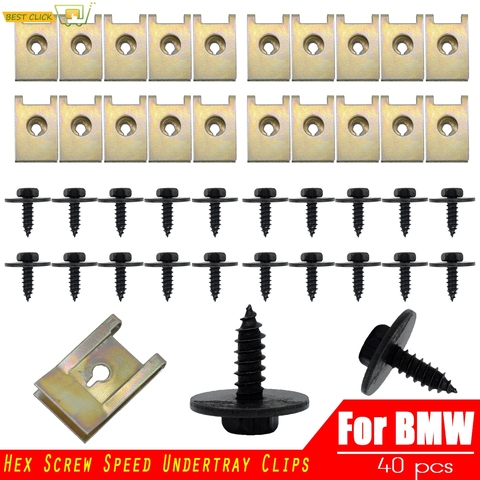 40pcs Chassis Engine Guard Metal Nut/Screw Washers U-shape Clip For BMW E46 E92 E90 F10 Car Fender Bumper Cross Head Screws ► Photo 1/6