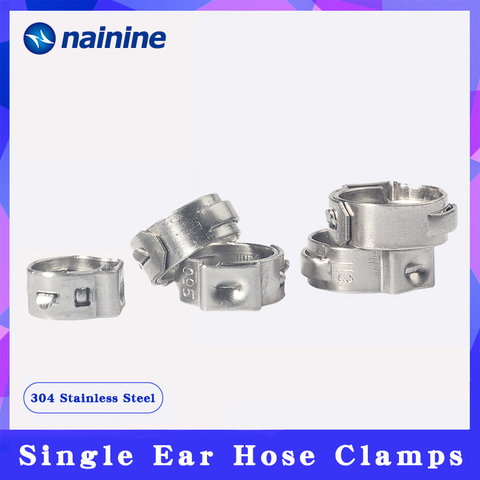 5/10Pcs 6.5mm-19.8mm Stainless Steel 304 Single Ear Hose Clamps Clip ► Photo 1/5