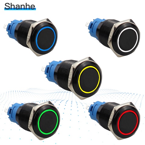 5V 12V 24V 220V  LED Car Aluminum Metal Switch Push Button Momentary pushbutton switches spring return ► Photo 1/6