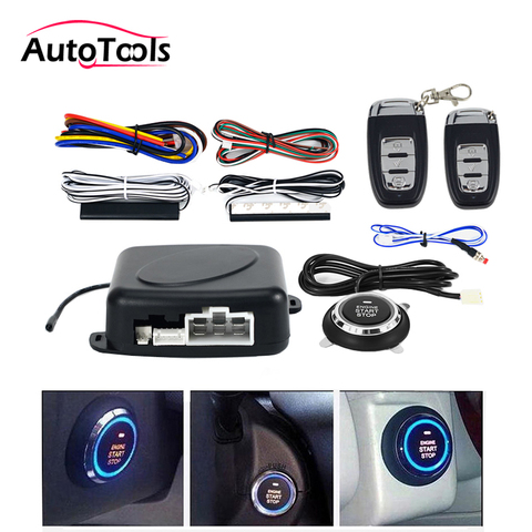 Auto car One start stop engine system with remote control Car PKE keyless entry start system open trunk for 12V SUV autostart ► Photo 1/6