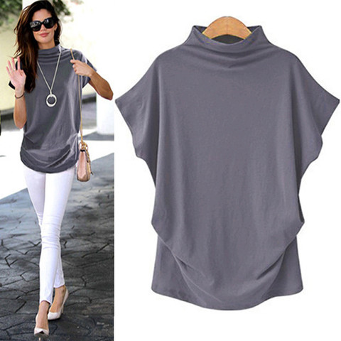 Woman Tshirts Harajuku Tops Women Turtleneck Short Sleeve Cotton Solid Casual Top T Shirt mujer camisetas t-shirty damskie ► Photo 1/6