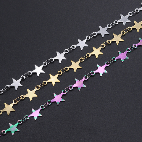 1 Meter 7mm Width Stainless Steel Star Soldered Handmade Chains Wholesale Top Quality ► Photo 1/6