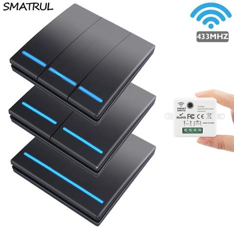 SMATRUL Mini Module Smart Wireless Push Switch Light 433MHZ Electrical Home Remote Control Button Wall Panel On Off 220V10A Led ► Photo 1/6