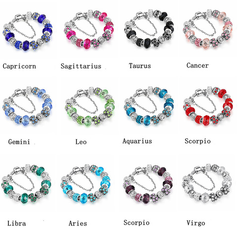 YADA Gifts INS 12 Zodiac Constellation Bracelets&Bangles For Women Casual diy Bracelets Charm Crystal Jewelry Bracelet BT200180 ► Photo 1/6