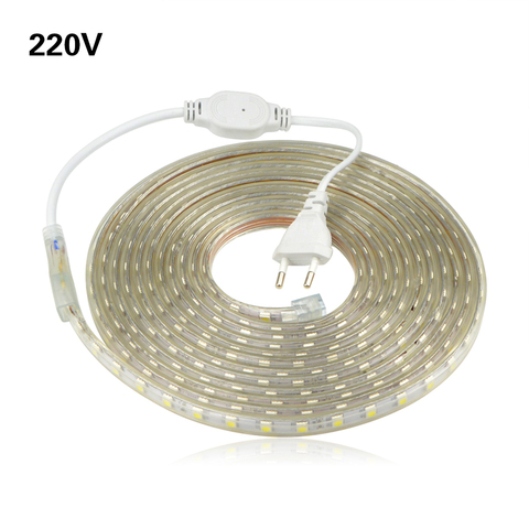 1M 5M 10M 15M 20M 220V LED Lights Strips Kitchen Flexible Strip Tape 60leds/m Waterproof Led Tape Plug Wardrobe Cabinet Lamp ► Photo 1/6