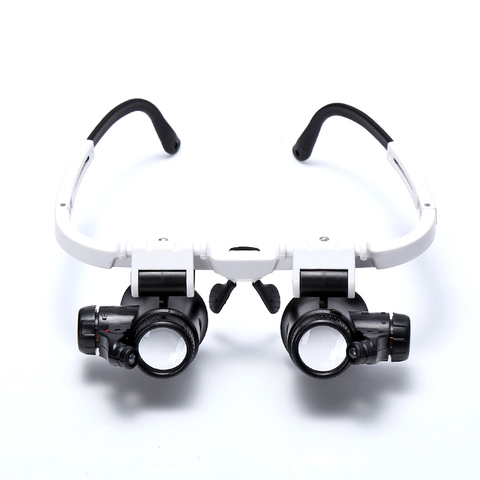 Promotion--8x 15x 23x Double Eye Loupe Head Wearing Repair Jeweler Watch Clock Magnifier Illuminated Magnifying Glass with LED L ► Photo 1/6