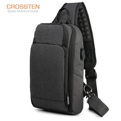 Crossten High Quality Men Bag USB Charging Chest Bag Anti theft Splashproof Chest Bag Outdoor Bags Short Trip Messenger Bags ► Photo 1/6