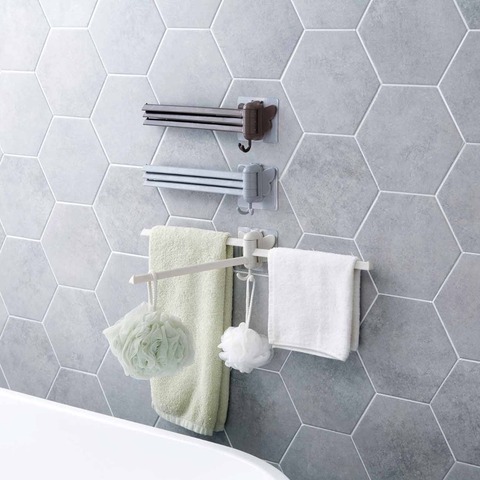 Plastic Folding Bathroom Towel Holder 3 Swivel Towel Rail Hanger Hook Badkamer Shelf Rotate Hat Towel Rack Handdoek Holder ► Photo 1/6