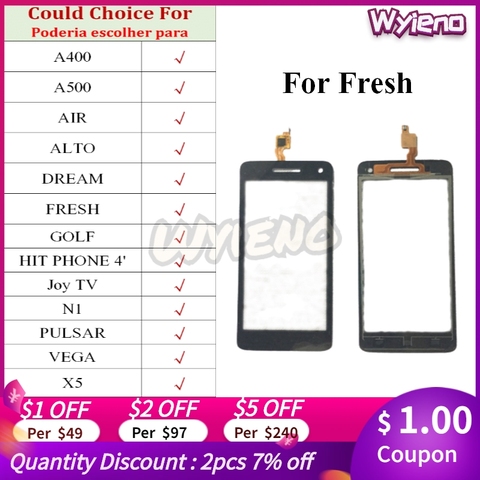 Wyieno For Explay A400 A500 AIR ALTO DREAM FRESH GOLF HIT Joy TV N1 PULSAR VEGA X5 Touch Screen Digitizer Glass Sensor Panel ► Photo 1/5