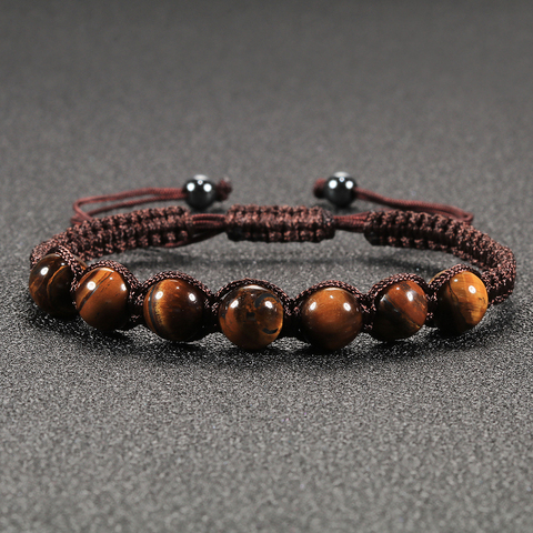 Tiger Eye Stone Bracelet Handmade Nylon Rope Braided Men Women Beaded Braceletd Adjustable Bangles Charm Chakra Wrist Jewelry ► Photo 1/6