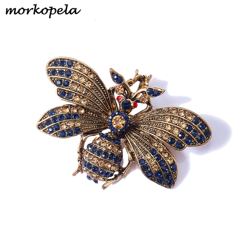 Morkopela Rhinestone Bee Brooch Insect Brooches For Women Men Vintage Metal Pin Scarf Clip Clothes Accessories ► Photo 1/6
