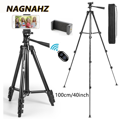 Cell Phone Tripod  Stand Video Camera Tripod Lightweitht Portable Travel Selfie Live Tripod with Bluetooth Remote Phone Holder ► Photo 1/6