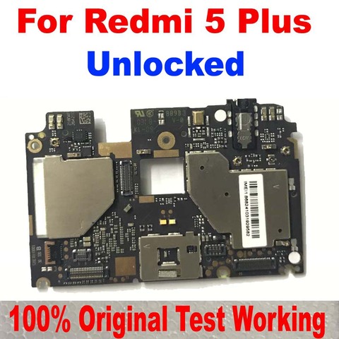 100% Original Unlock Mainboard For Xiaomi Redmi 5 Plus Motherboard Circuits card fee Full chipsets Flex Cable Mobile Replacement ► Photo 1/2