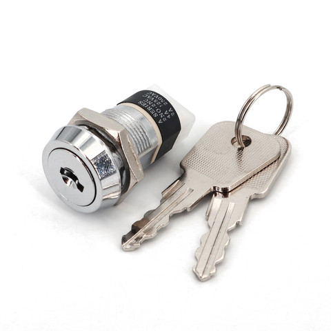 19mm Metal 4Pin ON-OFF 2Position DPST A Series Electronic Lock Key Switch ► Photo 1/6