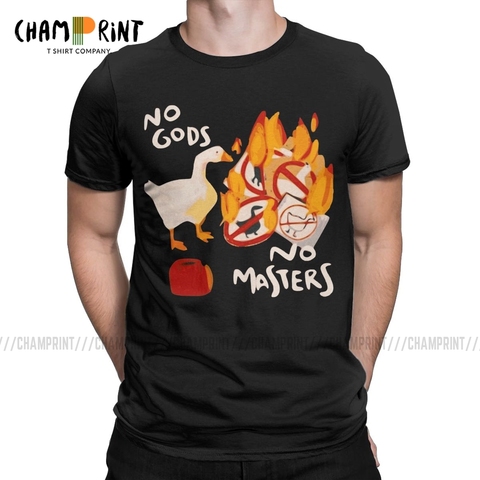 Men's T-Shirts Untitled Goose Game No God No Masters Meme Funny Tee Shirt Short Sleeve T Shirts Crew Neck Clothes 5XL ► Photo 1/6