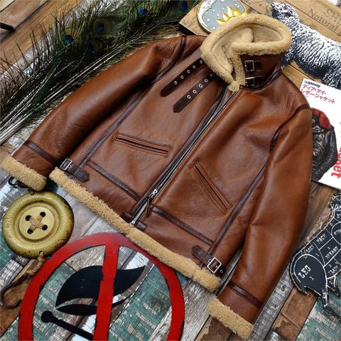  Japanese Version B3 Leather and Fur Leather Jacket New Sheepskin Retro Genuine Leather Warm Clothes ► Photo 1/6