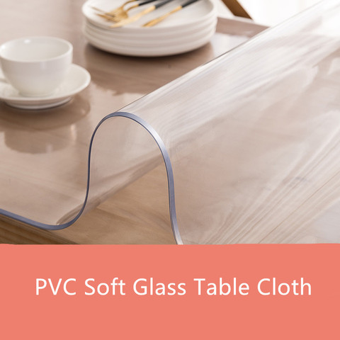 PVC soft glass tablecloth transparent Table Covers 1.5mm/2.0mm/3.0mm Thick Tablecloth Pads Mats Crystal Board Placemat Almofadas ► Photo 1/6
