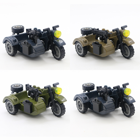 WW2 Military Blocks Army Soldier Motorcycle Parts Accessories Bricks Gun Motorbike Tank Carrier Weapon Building Toys Boys Gift ► Photo 1/6