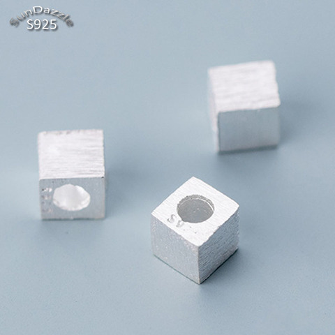 Genuine Real Pure Solid 925 Sterling Silver Beads Square Spacer Beads Loose Bead DIY Bracelet Necklace Jewelry Making Wholesale ► Photo 1/6