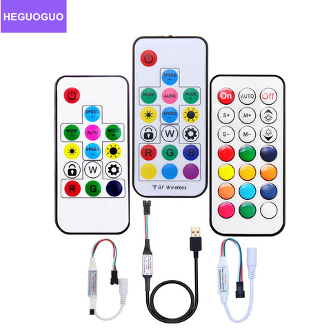 DC5-24V Pixel Strip Light Controller Mini 3key RF IR 14Key 17key 21key 5V USB RGB LED Controller For WS2811 WS2812B LED Strip ► Photo 1/6