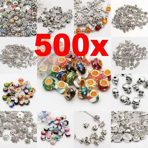 Wholesale Tibetan Silver ColorMixed Size Big Hole Loose Beads For Jewelry Making  DIY Bracelet Needlework Charm Supplier ► Photo 1/6