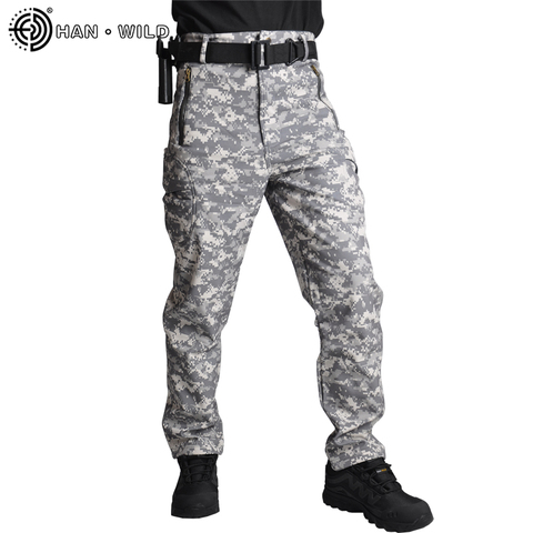 HAN WILD Tactical Pants Soft Shell Fleece Cargo Pants Men Military Pants Camouflage Army Pant Casual Trousers Unisex Waterproof ► Photo 1/6