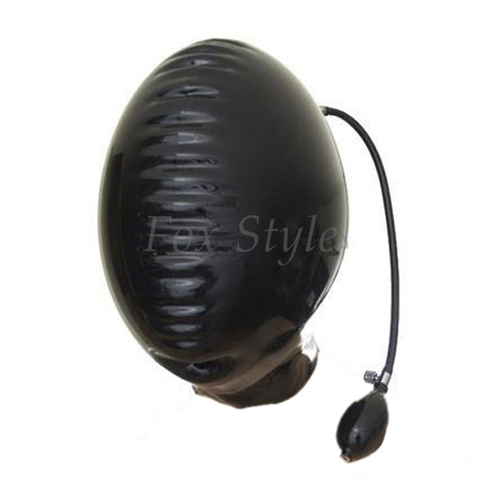 Fetish Mask Latex Hood Black color Full Cover With Inflatable Gag Facility Plus Size Hot Sale Adult products SEXY LIFE ► Photo 1/1