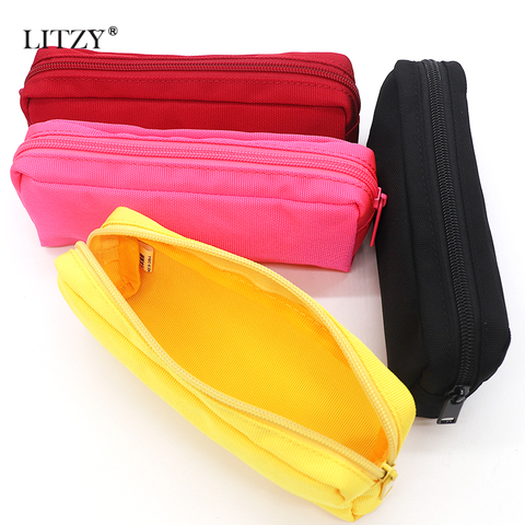 Black Canvas Pencil Case School PencilCase for Boys Girls Simple Candy Color Large-capacity Pencil Cases Stationery Cosmetic Bag ► Photo 1/5
