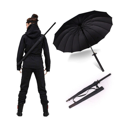 HHYUKIMI Drop Shipping Windproof Samurai Sword Sun Rainny Umbrella Ninja-like Straight Long Handle Ribs Umbrella Manual Open ► Photo 1/6