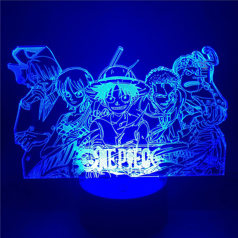 One Piece Night Light Luffy Sanji Zoro Nami 3D LED Illusion Table Lamp Touch Optical Action Figure Lamp Bedside Decor Desk Lamp ► Photo 1/6