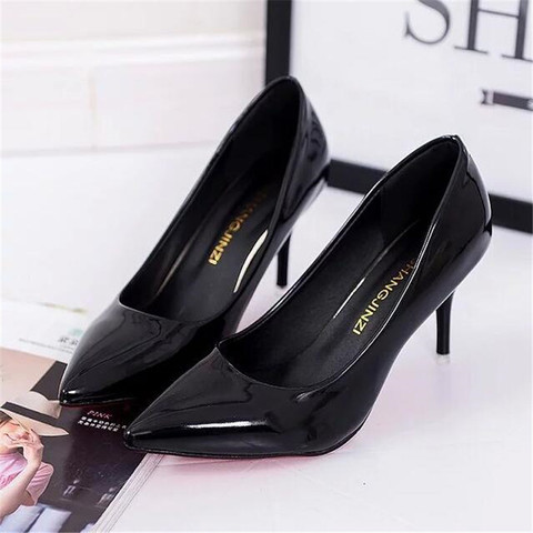 Hot Selling Women Shoes Pointed Toe Pumps Patent Leather Dress Red 8CM High Heels Boat Shoes Shadow Wedding Shoes Zapatos Mujer ► Photo 1/6