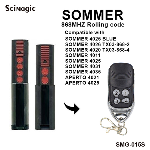 SOMMER 4020 4026 TX03-868-4 remote control 868mhz sommer TX03-8-4 rolling code remotes ► Photo 1/6