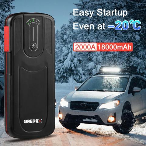 Car Jumper Starter Portable Wireless charger 2000A 18000mAh Car Battery Booster Power Bank with LCD Screen LED Flashlight Safety ► Photo 1/6