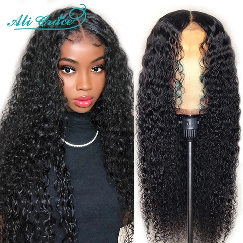 Ali Grace Wigs Brazilian Deep Curly Lace Front Wig Pre Plucked 360 Lace Frontal Wigs Remy Hair Kinky Curly Human Hair Wigs ► Photo 1/6