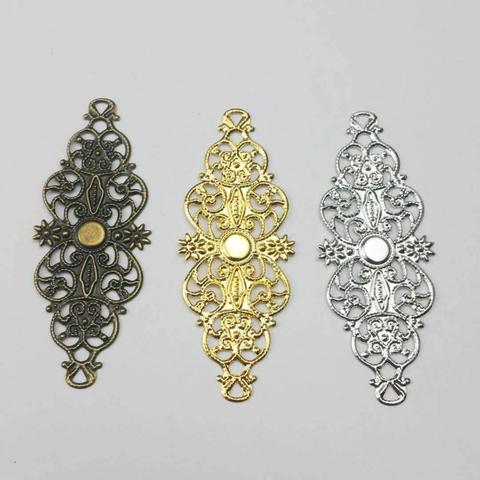 20pcs/lot 22x60mm 3Colors Metal  Filigree Flowers Slice Charms Settings DIY Components Jewelry Findings ► Photo 1/6