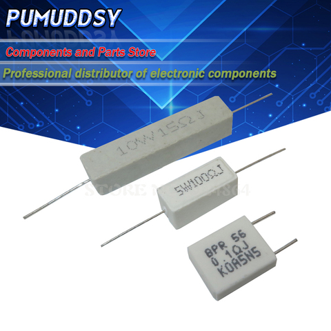 10PCS 5W 10W BPR56 Cement resistance 0.1 ~ 10k ohm 0.33R 1R 10R 100R 0.22 0.33 1 10 100 1K 10K ohm Cement resistor igmopnrq ► Photo 1/4