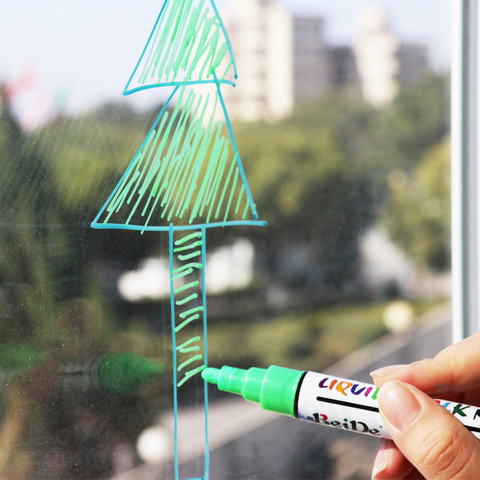 Erasable Liquid Chalk Markers Blackboards markers fluorescent highlighter Glass Windows LED Marker Pens ► Photo 1/6