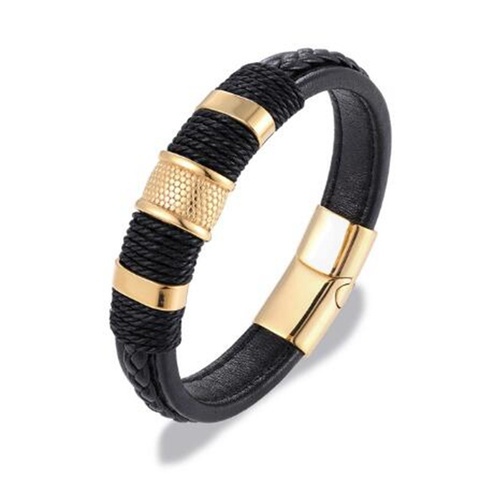 Multilayer Braided Genuine Leather Bracelet Titanium Stainless Steel Magnetic Buckle Bracelet MenBraided Bracelet jewelry ► Photo 1/4