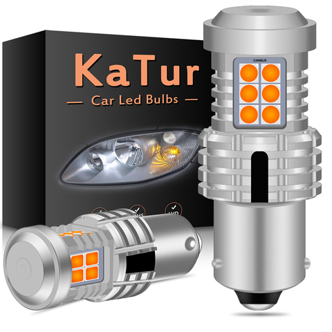 Katur 2pcs Canbus 1156 PY21W BAU15S LED Turn Signal Light Bulbs Error Free No Hyper Flash 20smd 2400 Lumen Amber Yellow Red ► Photo 1/6