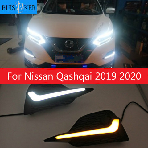 2PCS LED Daytime Running Light For Nissan Qashqai 2022 Dynamic Turn Yellow Signal Car DRL 12V LED Fog Lamp ► Photo 1/4