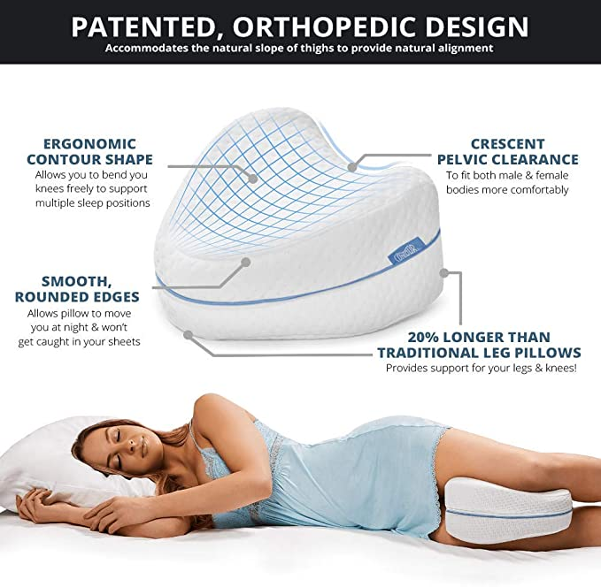 Memory Foam Leg Knee Support Pillow Orthopedic Firm Relief Pain Washable Cover 